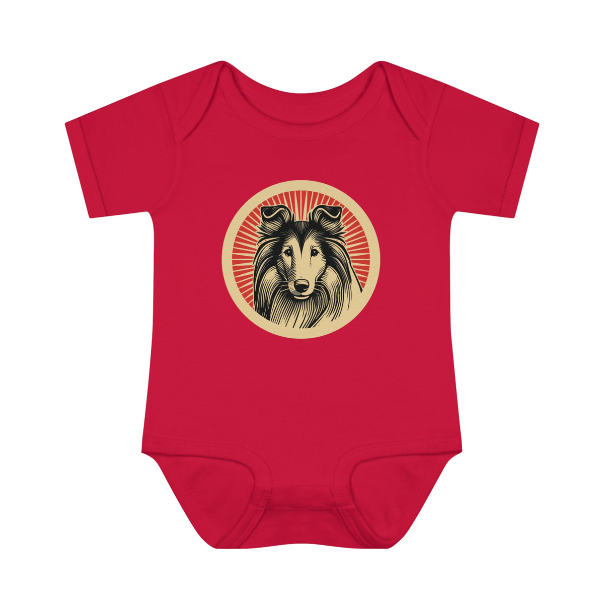 Collie Baby Bodysuit — Red