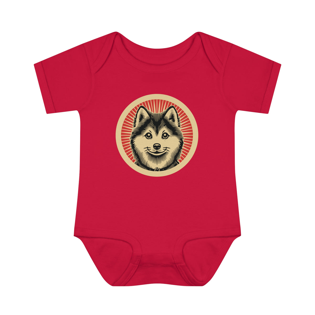 Pomsky Baby Bodysuit — Red