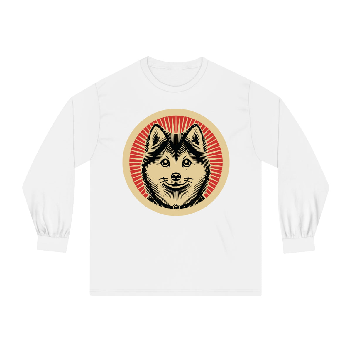 Pomsky Long Sleeve Tee — White
