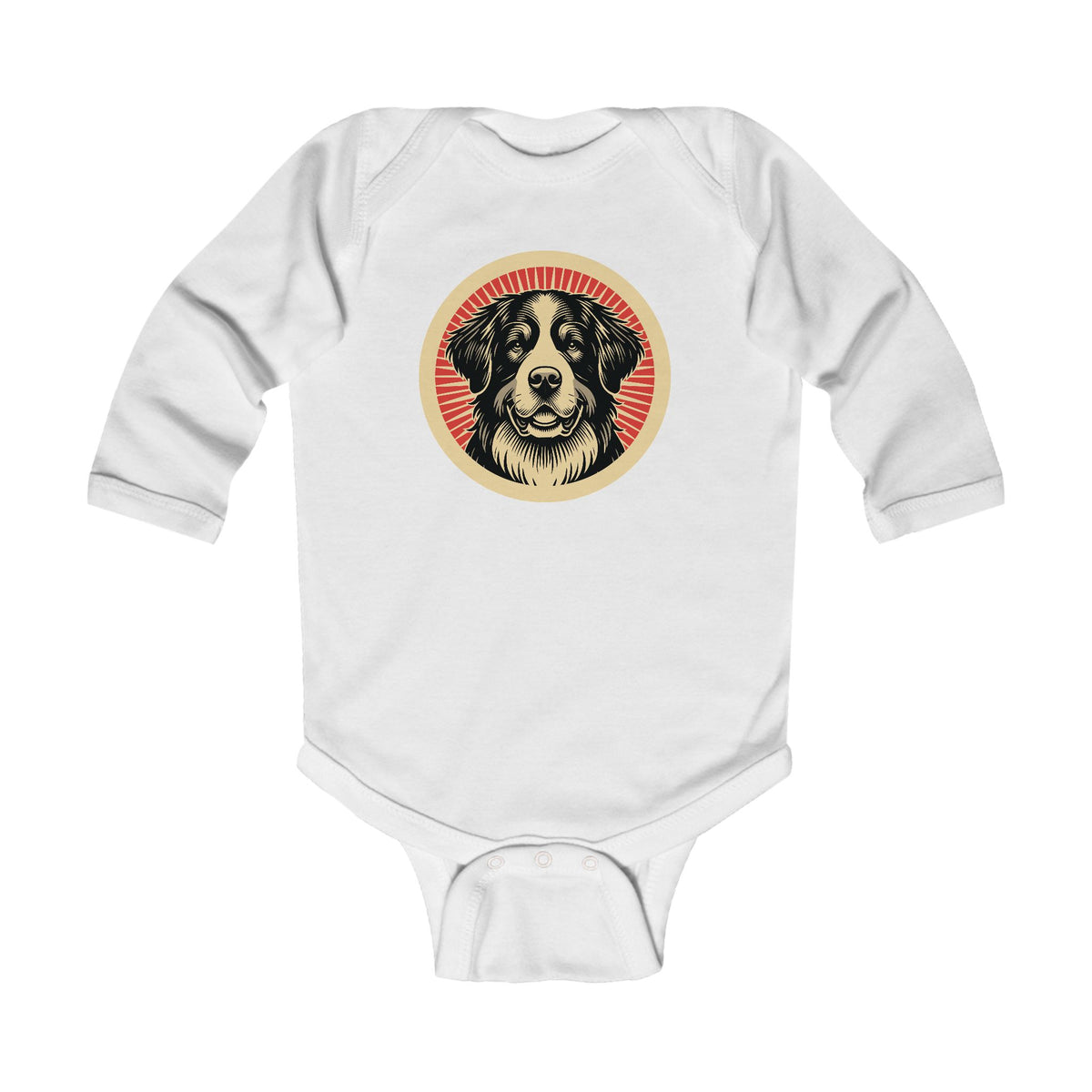 Bernese Mountain Dog Sleeved Bodysuit — White