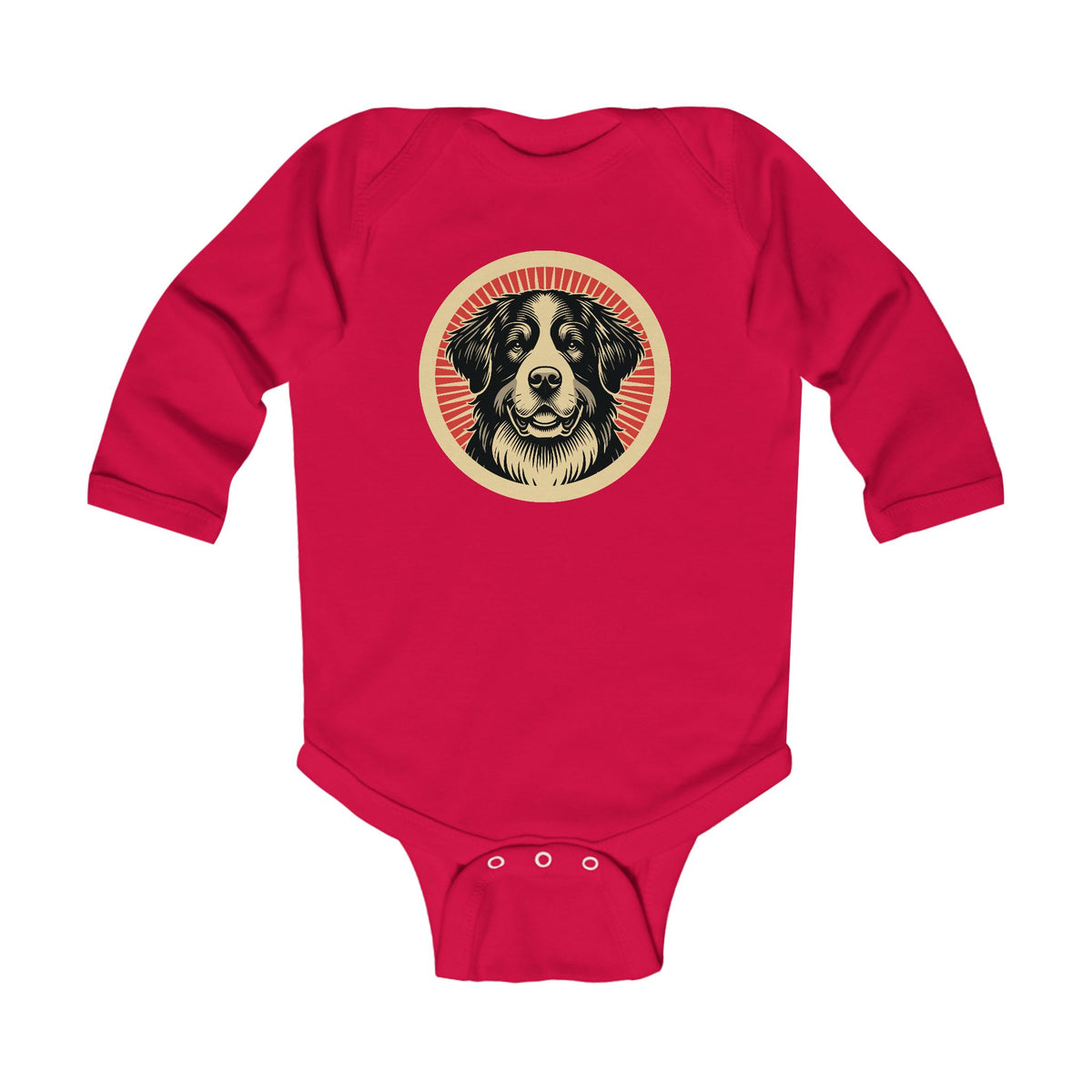 Bernese Mountain Dog Sleeved Bodysuit — Red
