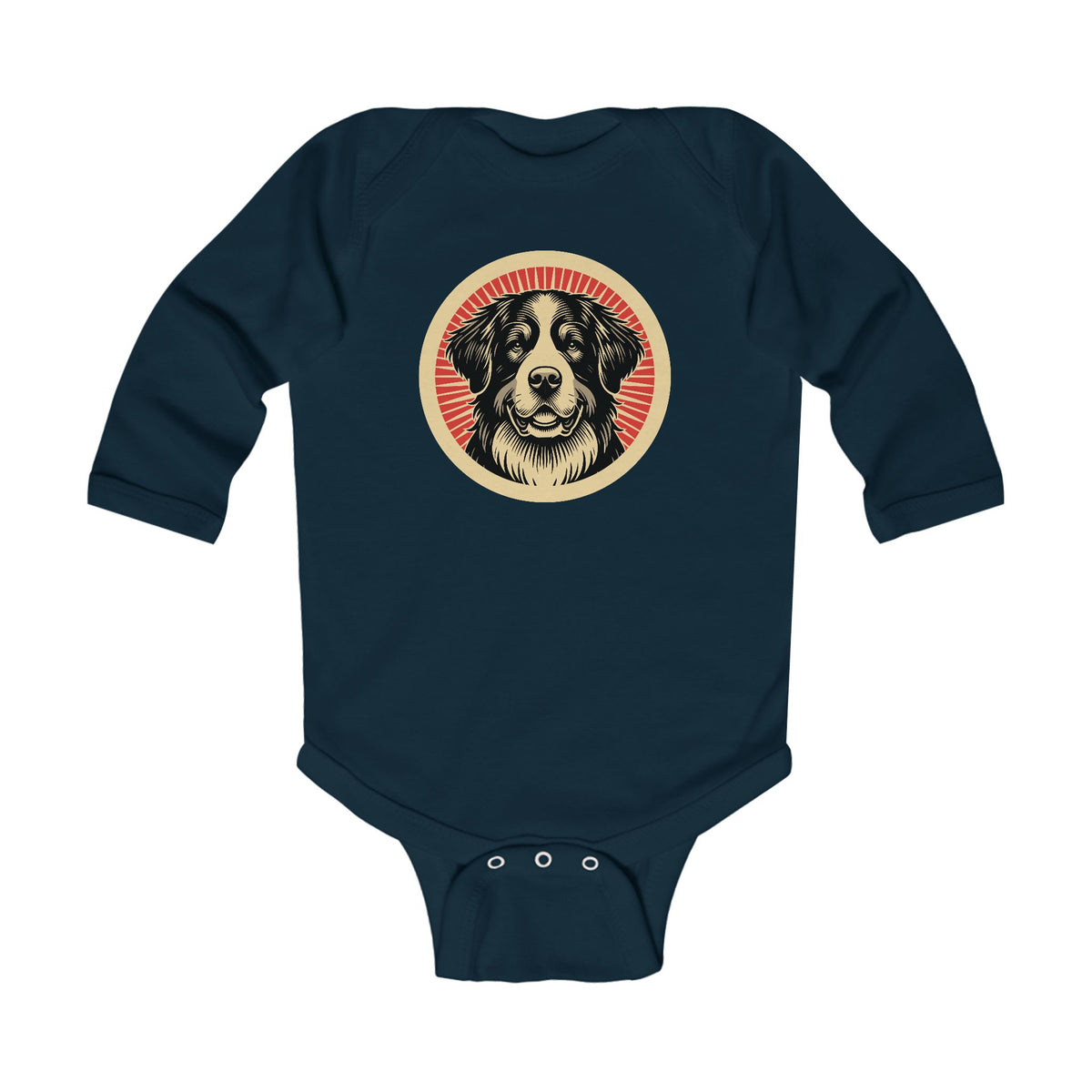 Bernese Mountain Dog Sleeved Bodysuit — Navy