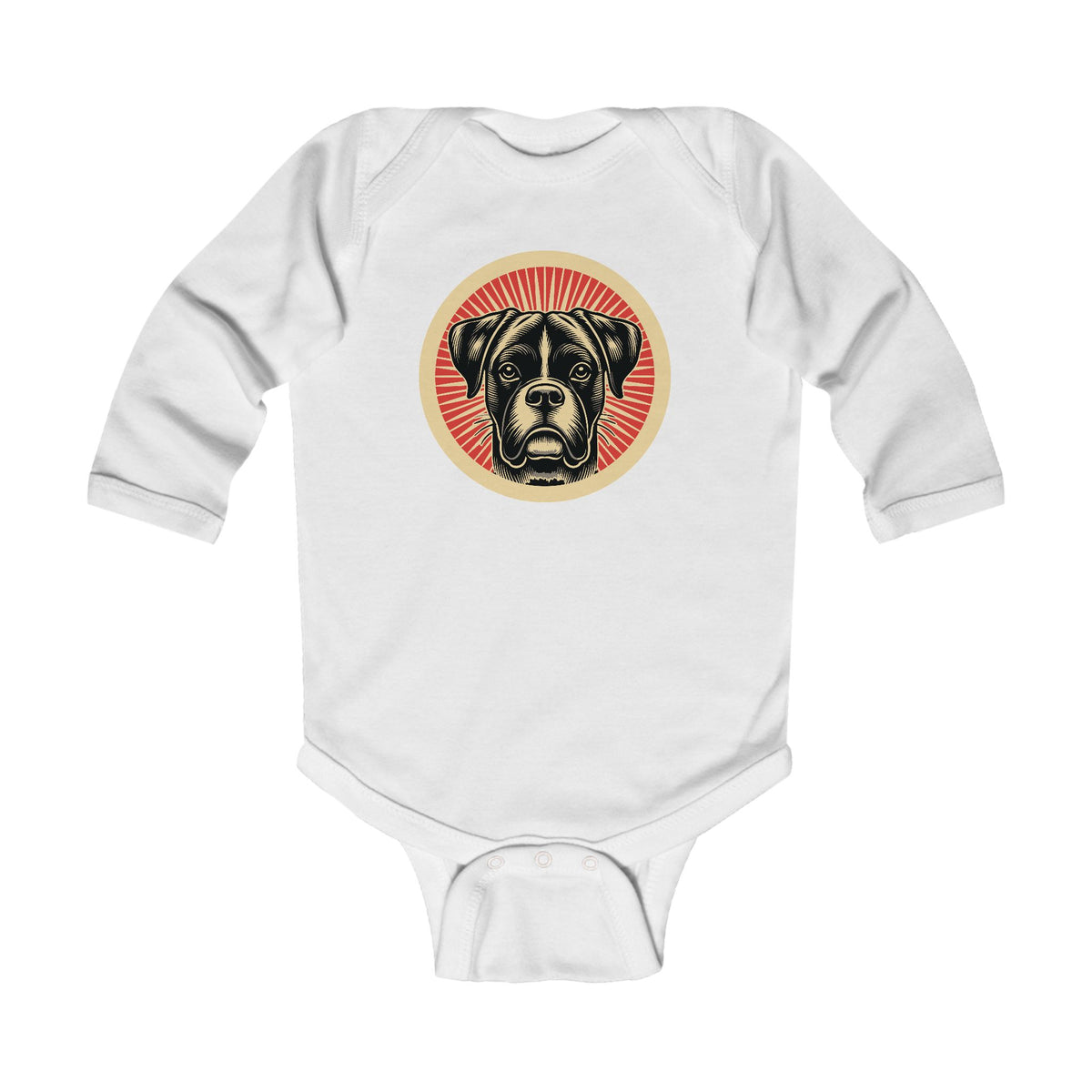 Boxer Sleeved Bodysuit — White