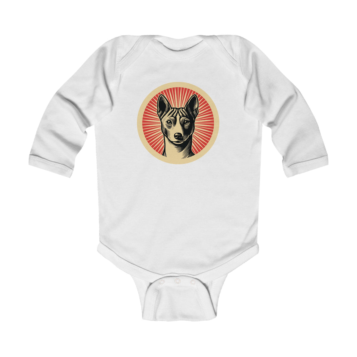 Basenji Sleeved Bodysuit — White