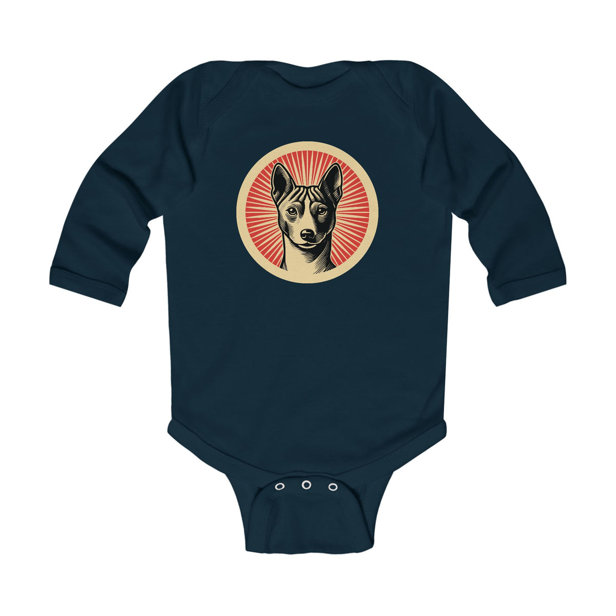 Basenji Sleeved Bodysuit — Navy