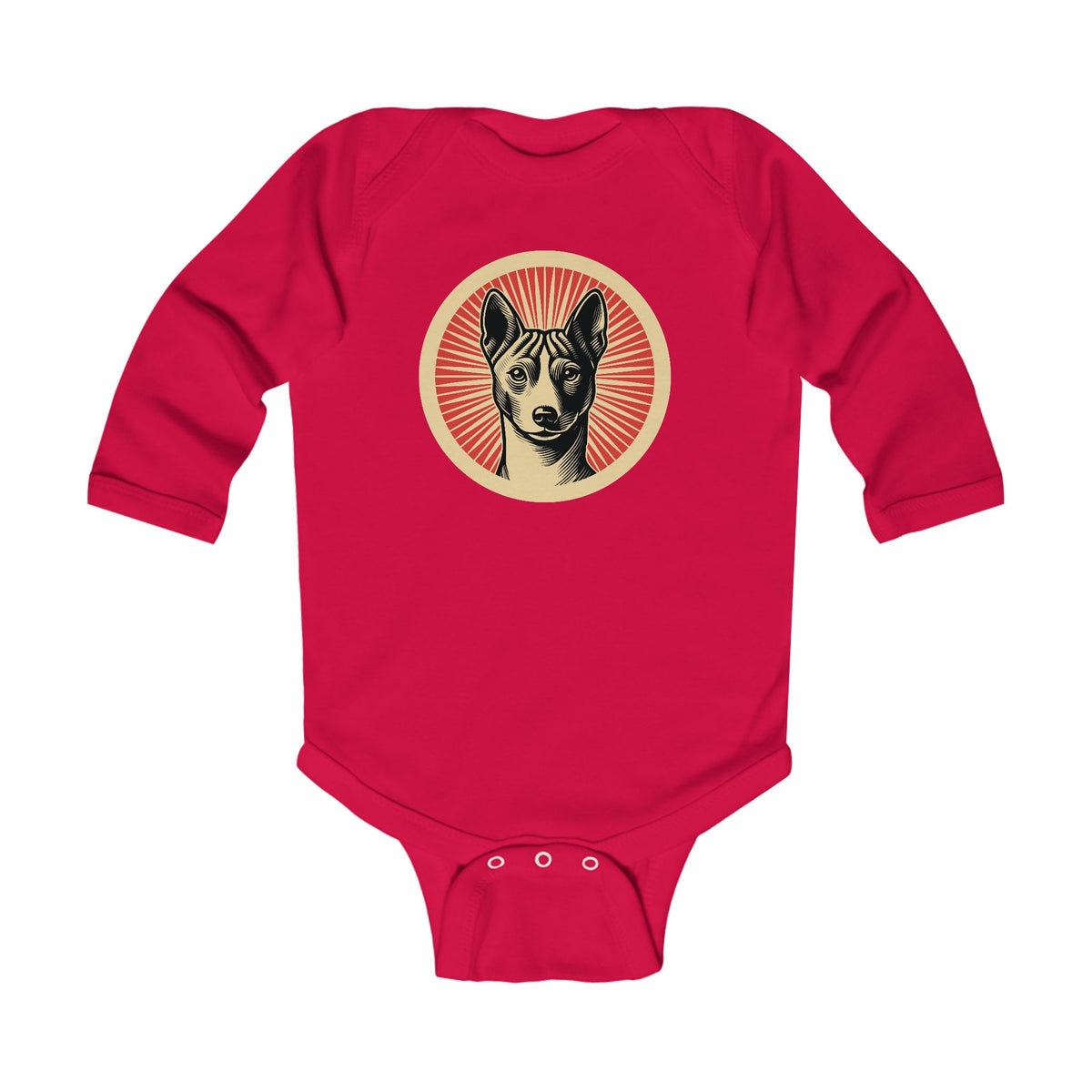 Basenji Sleeved Bodysuit — Red