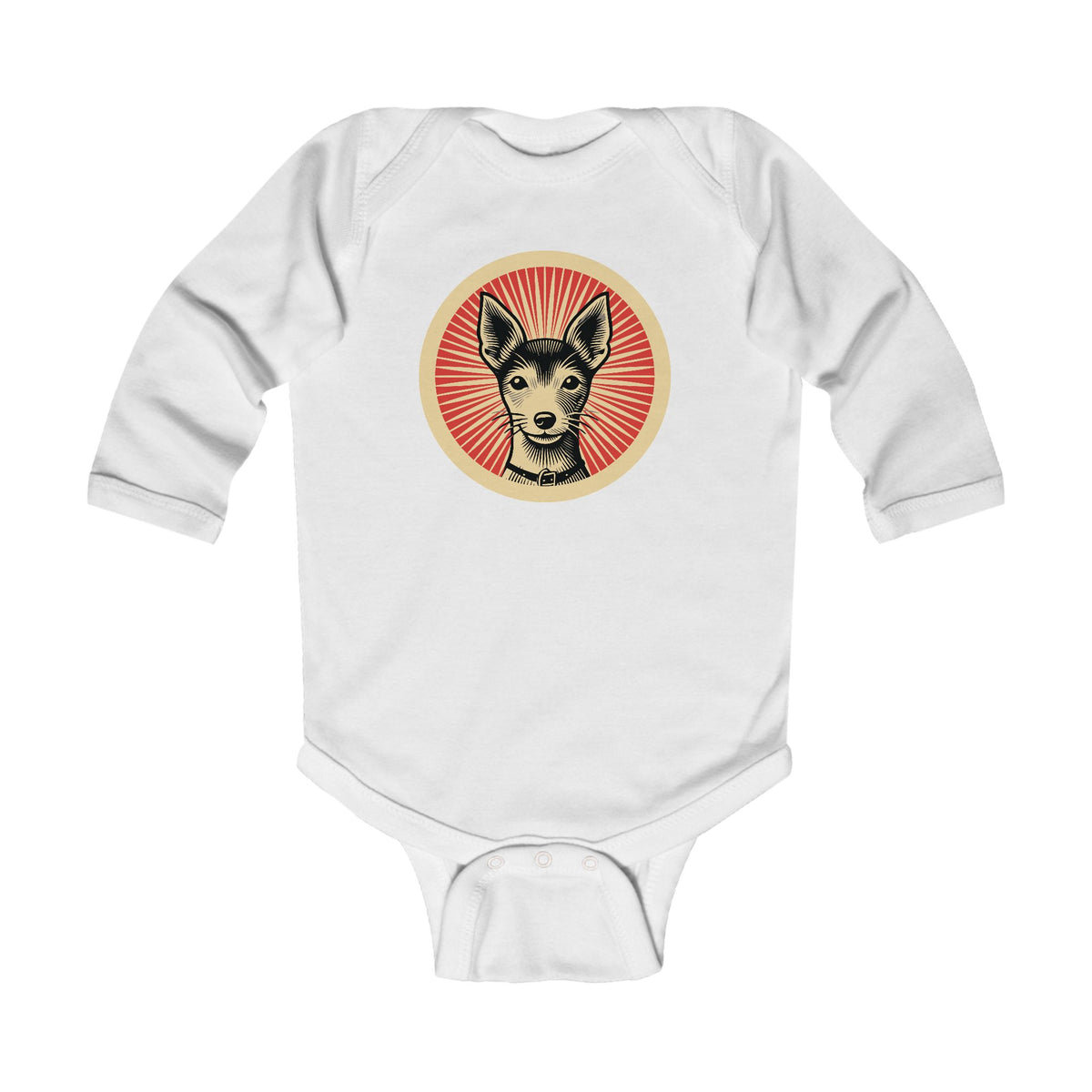 Toy Fox Terrier Sleeved Bodysuit — White
