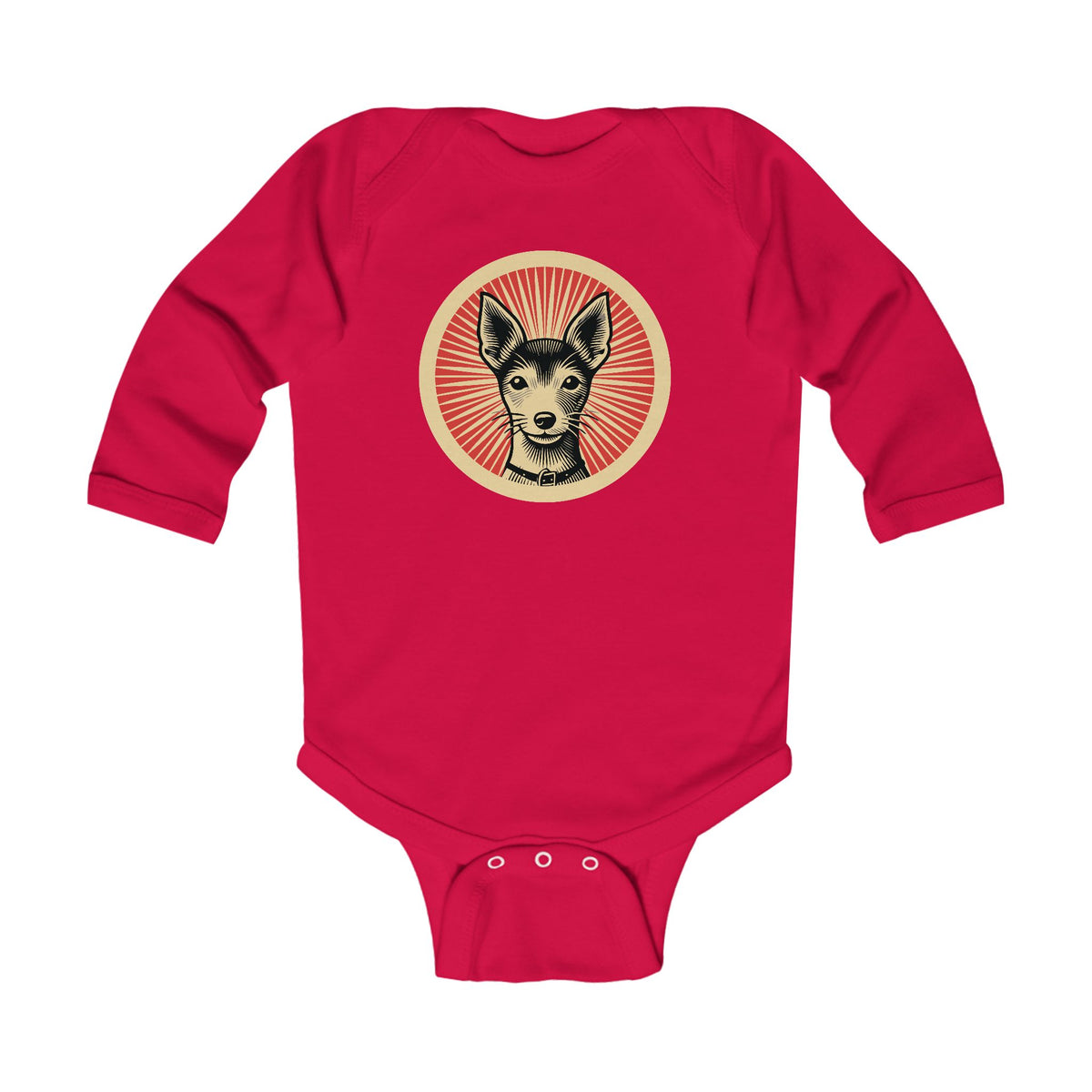 Toy Fox Terrier Sleeved Bodysuit — Red