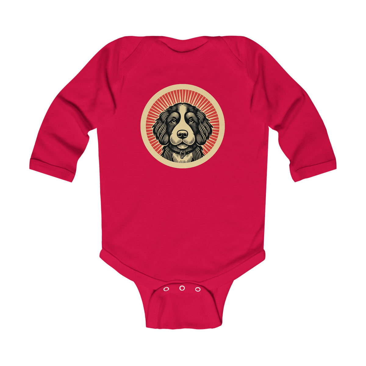 Bernedoodle Sleeved Bodysuit — Red