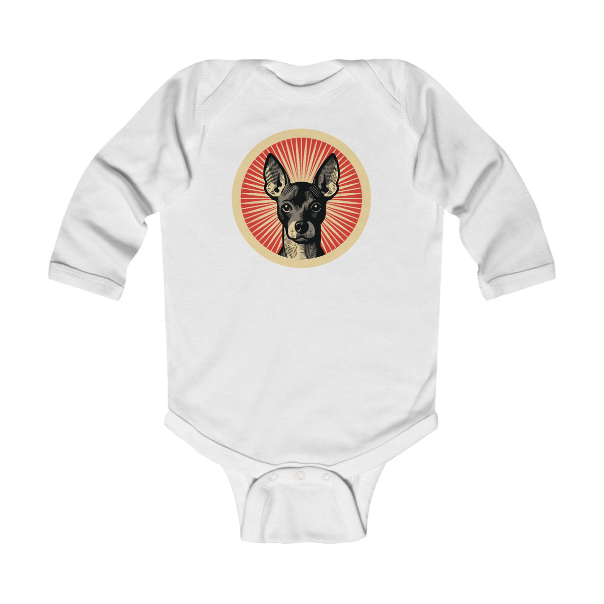 Xoloitzcuintle Sleeved Bodysuit — White