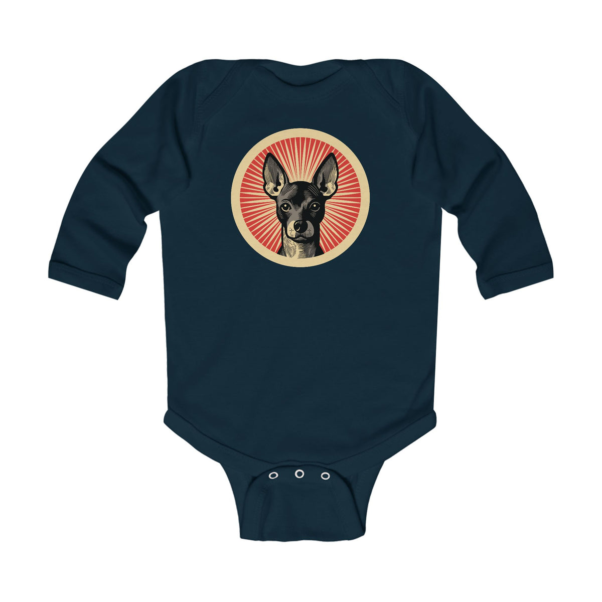 Xoloitzcuintle Sleeved Bodysuit — Navy