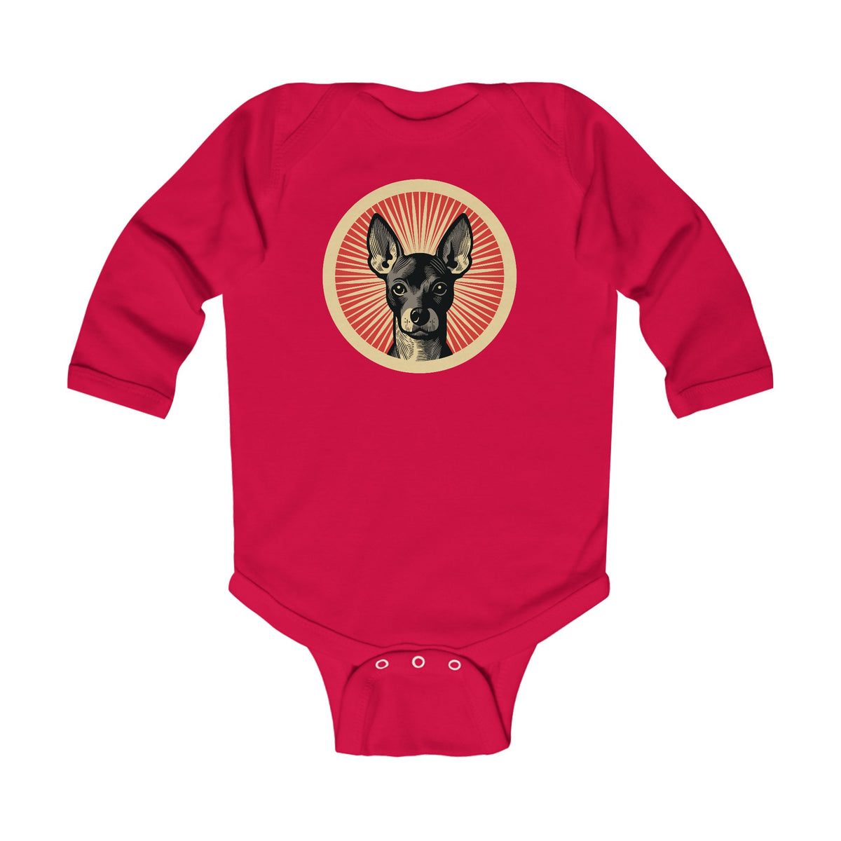 Xoloitzcuintle Sleeved Bodysuit — Red