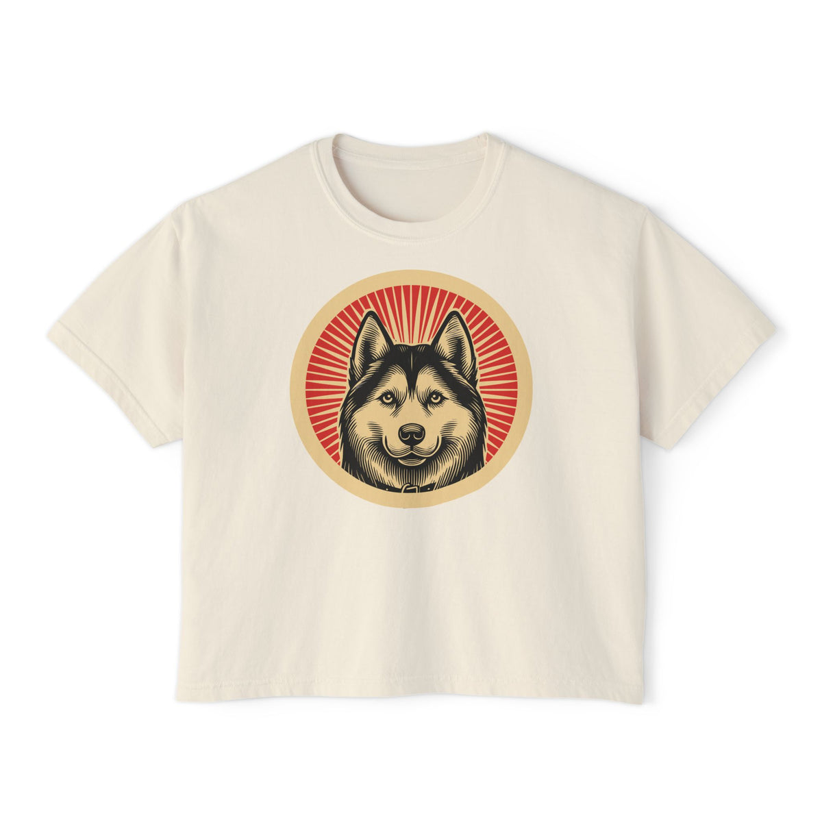 Siberian Husky Boxy Tee — Ivory