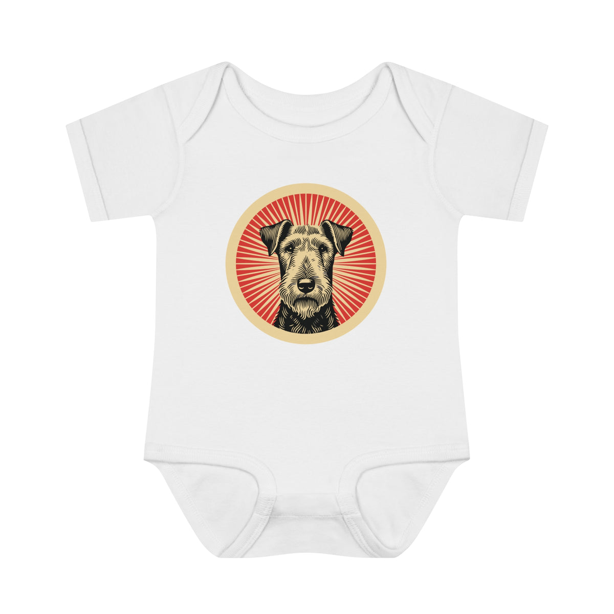 Airedale Terrier Baby Bodysuit — White
