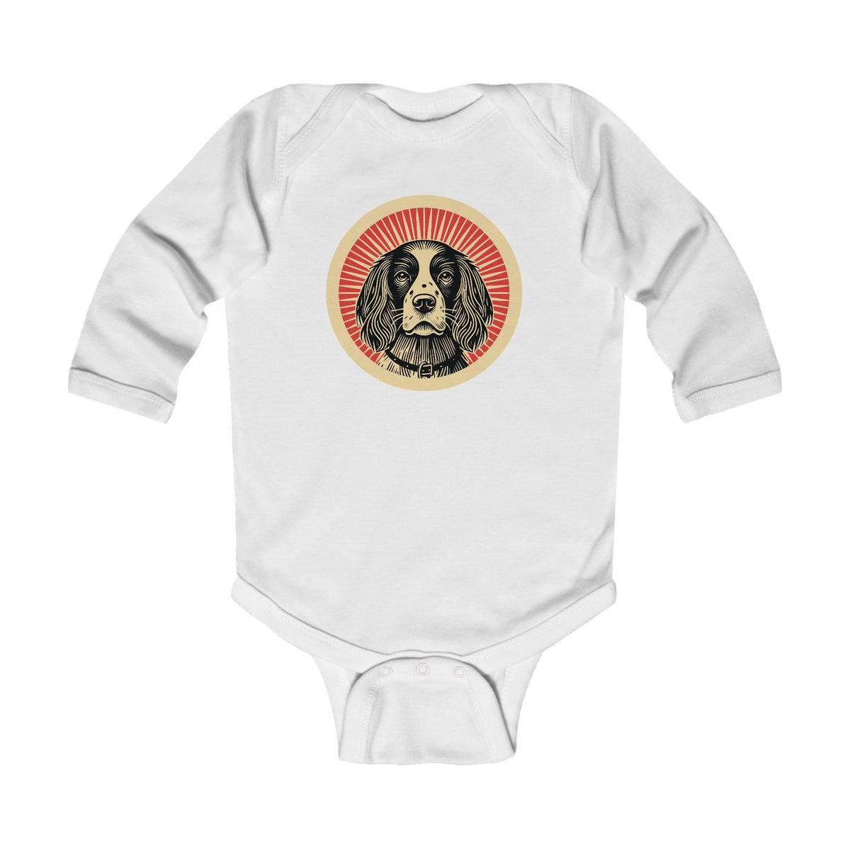 English Springer Spaniel Sleeved Bodysuit — White