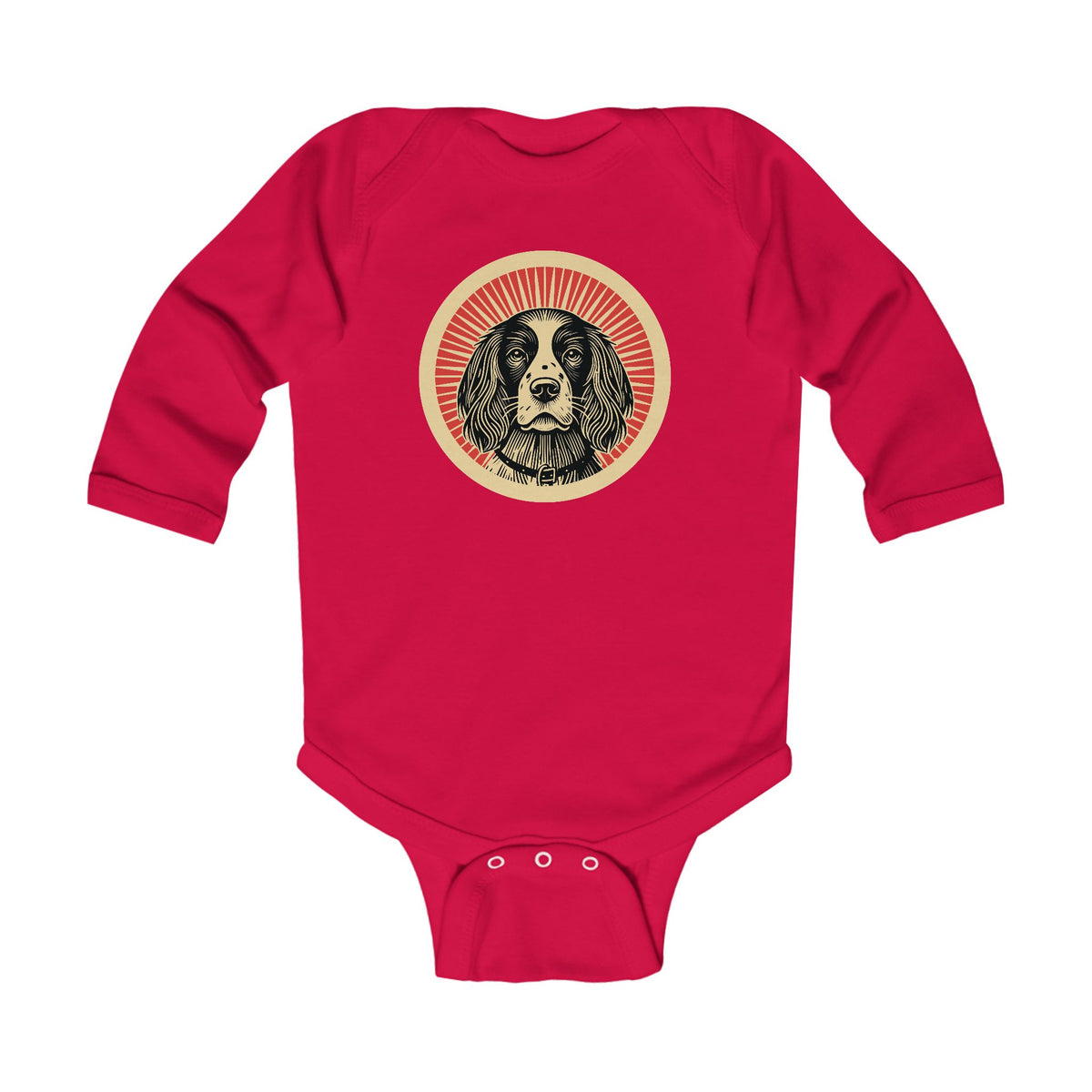 English Springer Spaniel Sleeved Bodysuit — Red