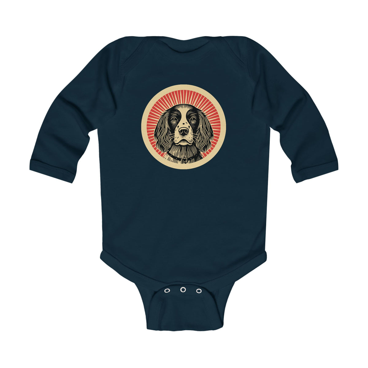 English Springer Spaniel Sleeved Bodysuit — Navy