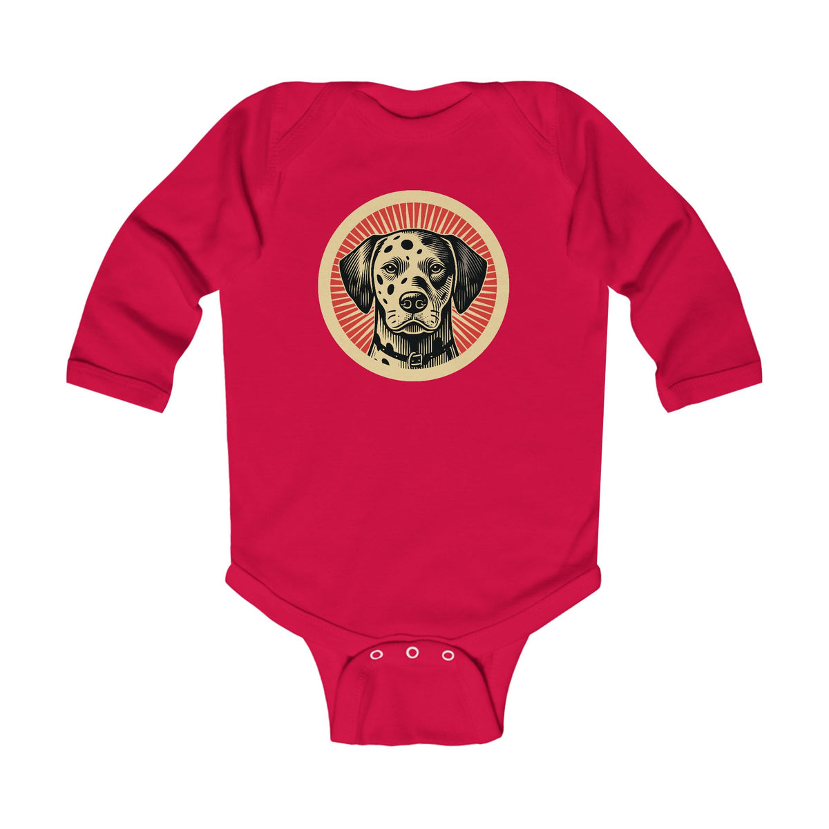 Dalmatian Sleeved Bodysuit — Red