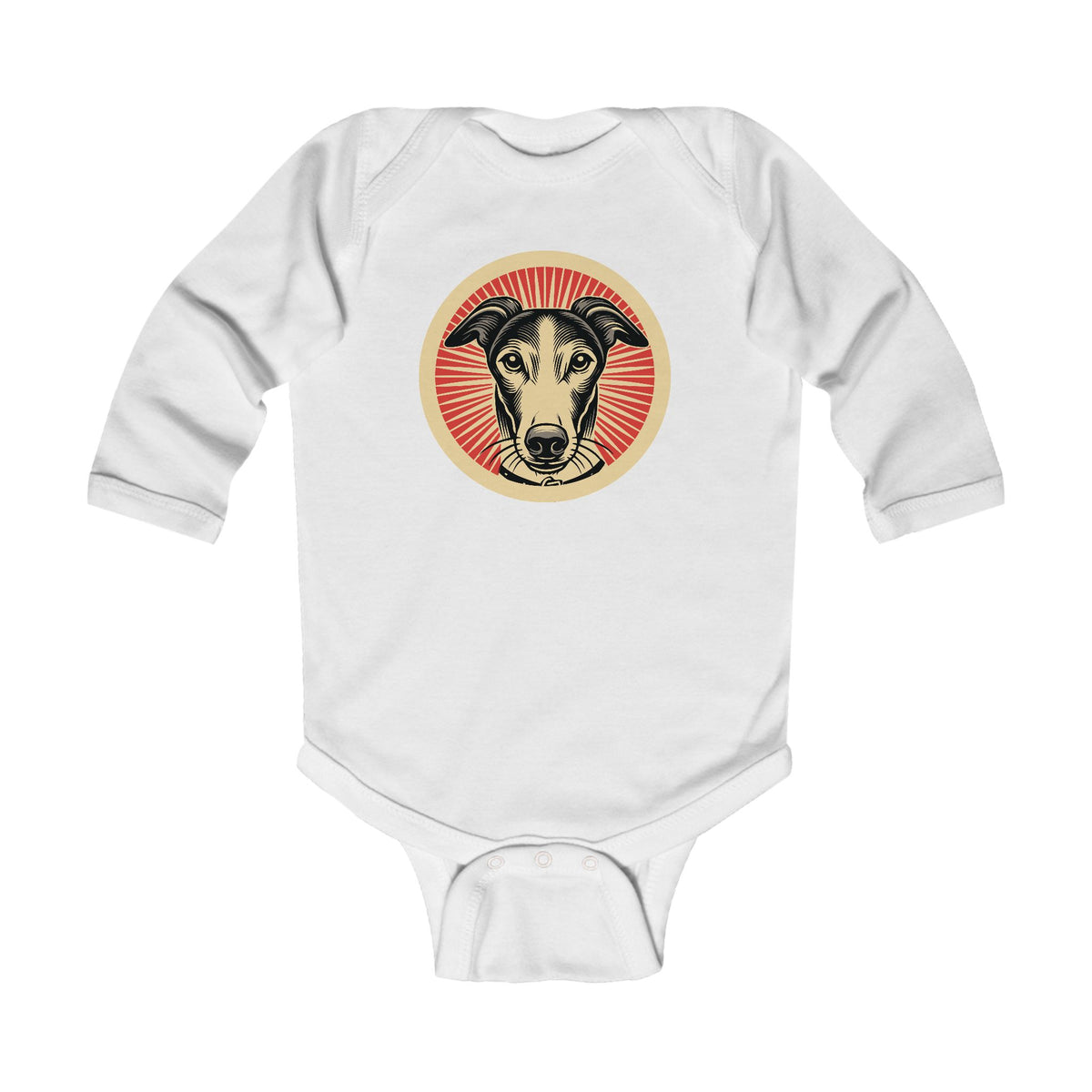 Greyhound Sleeved Bodysuit — White