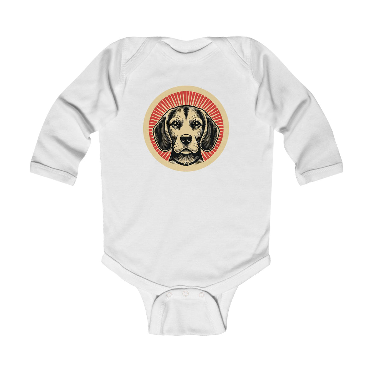 Beagle Sleeved Bodysuit — White
