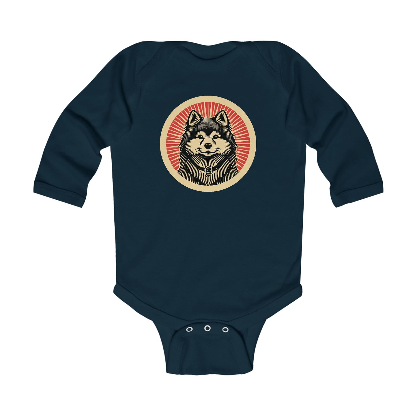 Finnish Spitz Long Sleeve Bodysuit for Infants