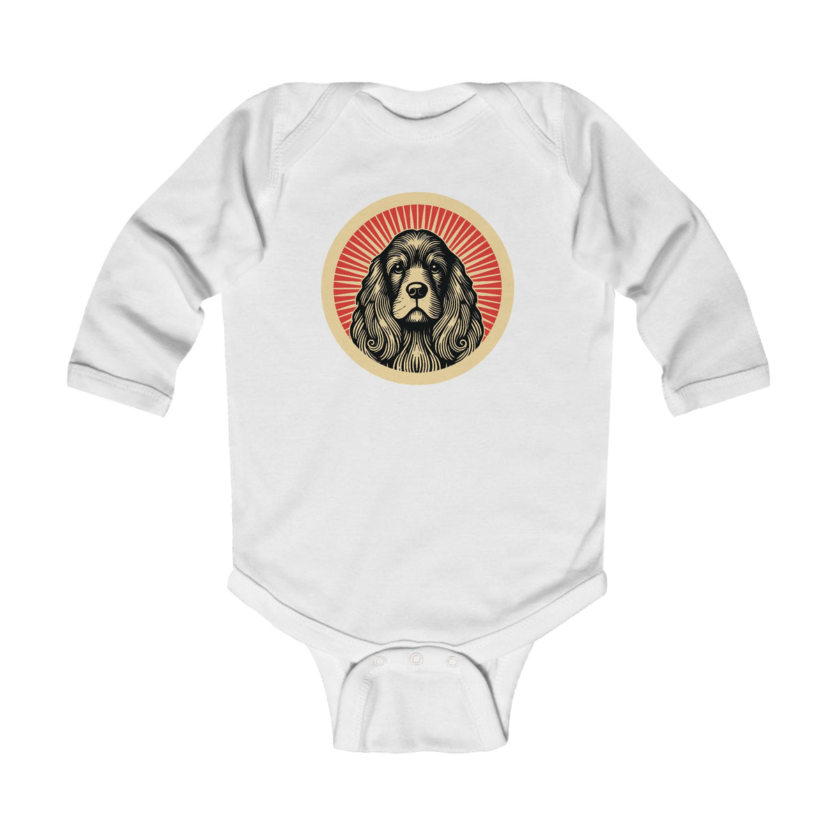 American Cocker Spaniel Sleeved Bodysuit — White