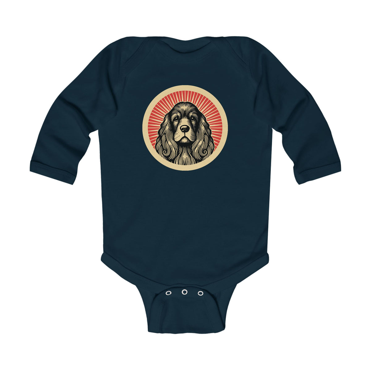 American Cocker Spaniel Sleeved Bodysuit — Navy