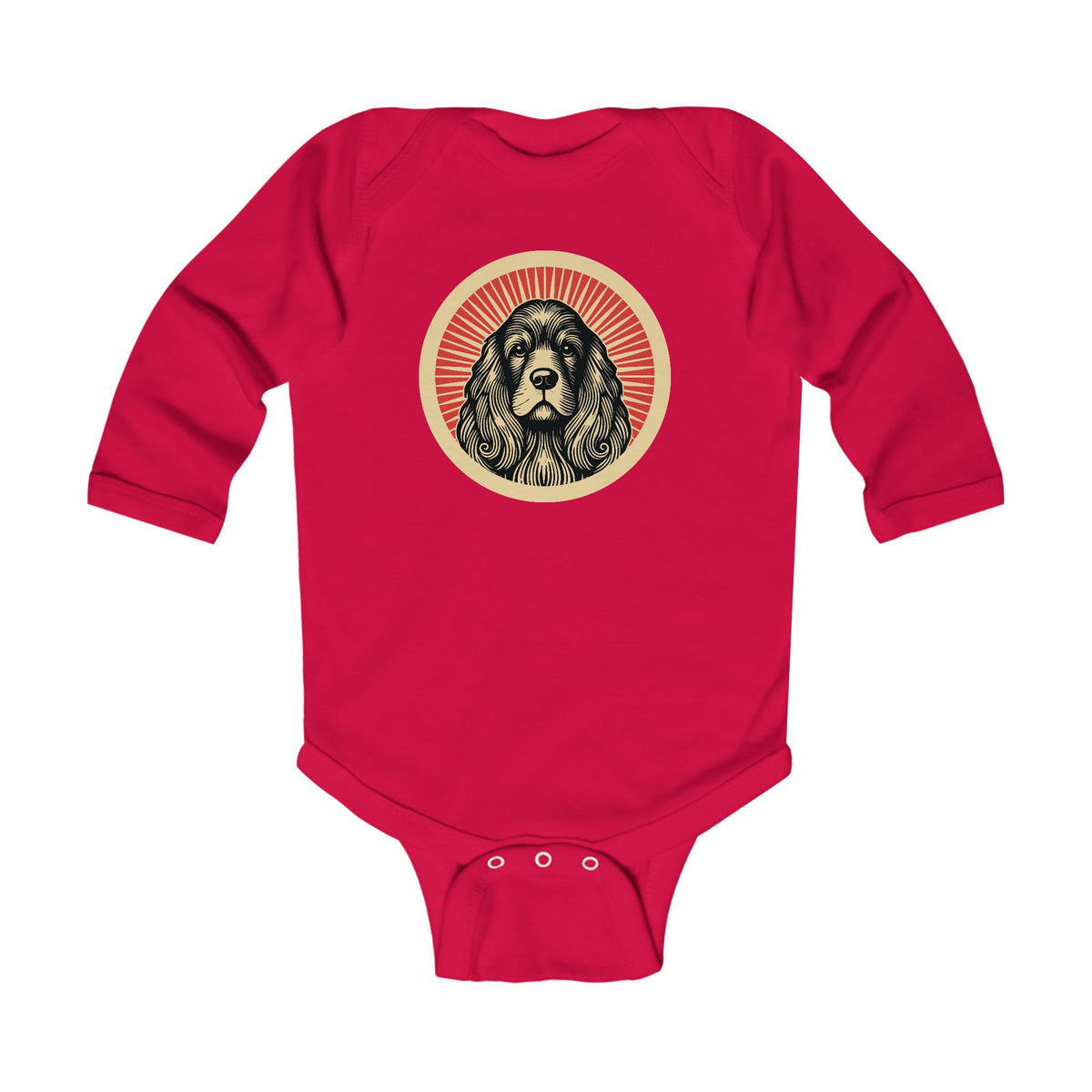 American Cocker Spaniel Sleeved Bodysuit — Red