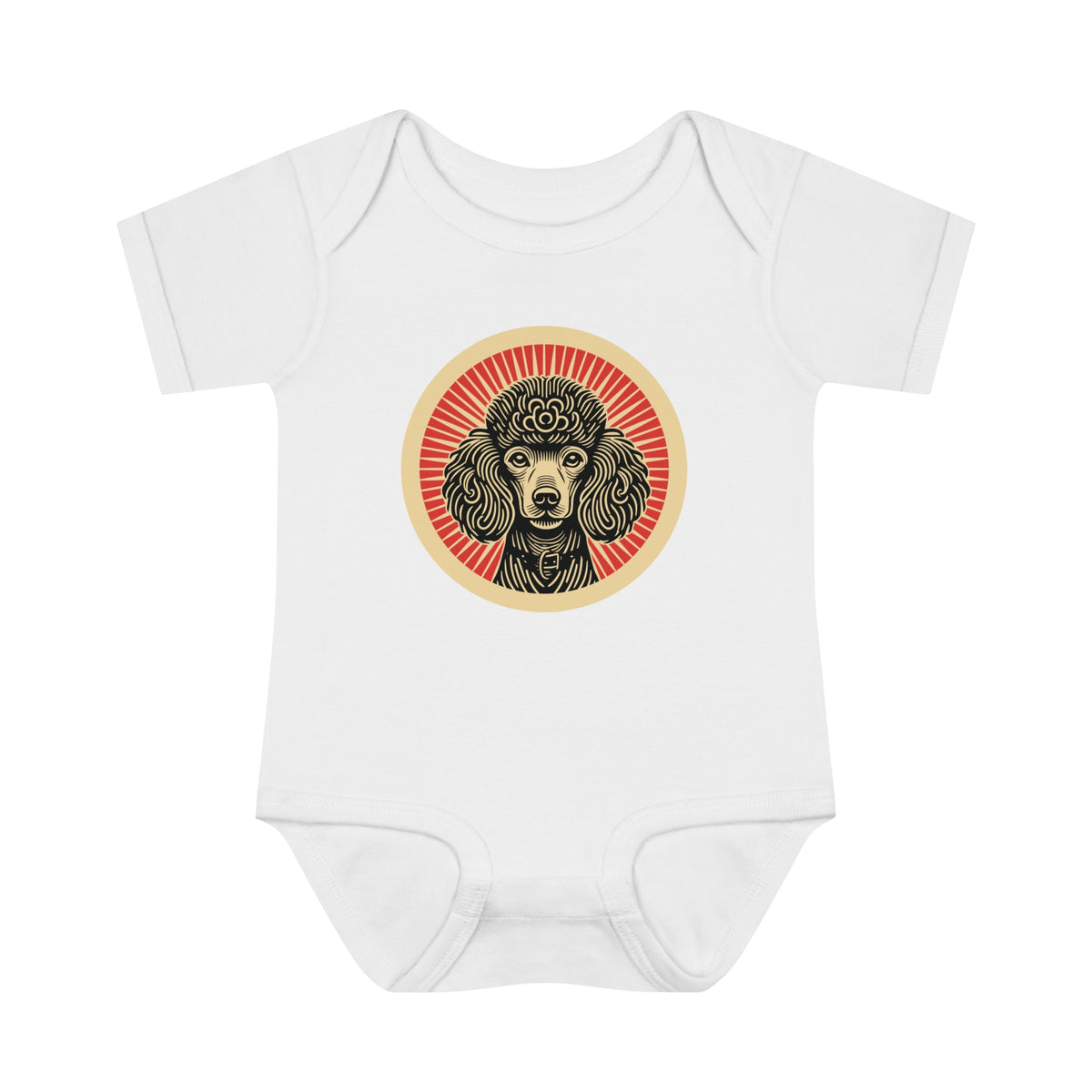 Poodle Baby Bodysuit — White
