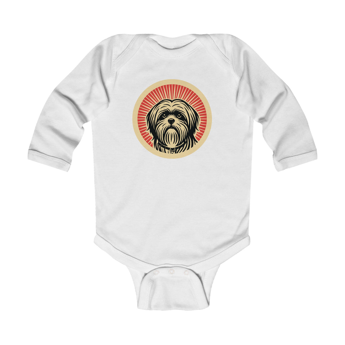 Lhasa Apso Sleeved Bodysuit — White
