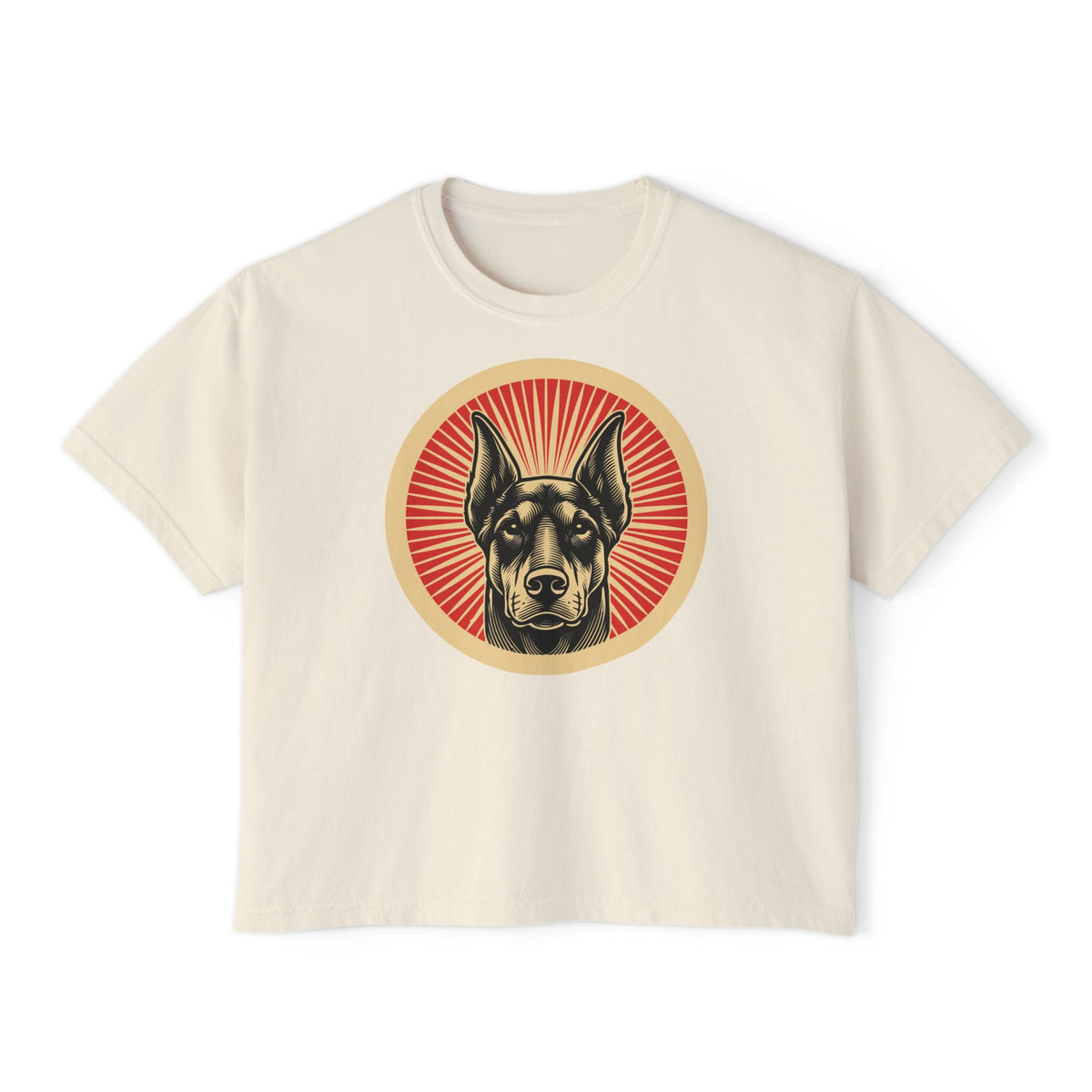 Doberman Pinscher Boxy Tee — Ivory