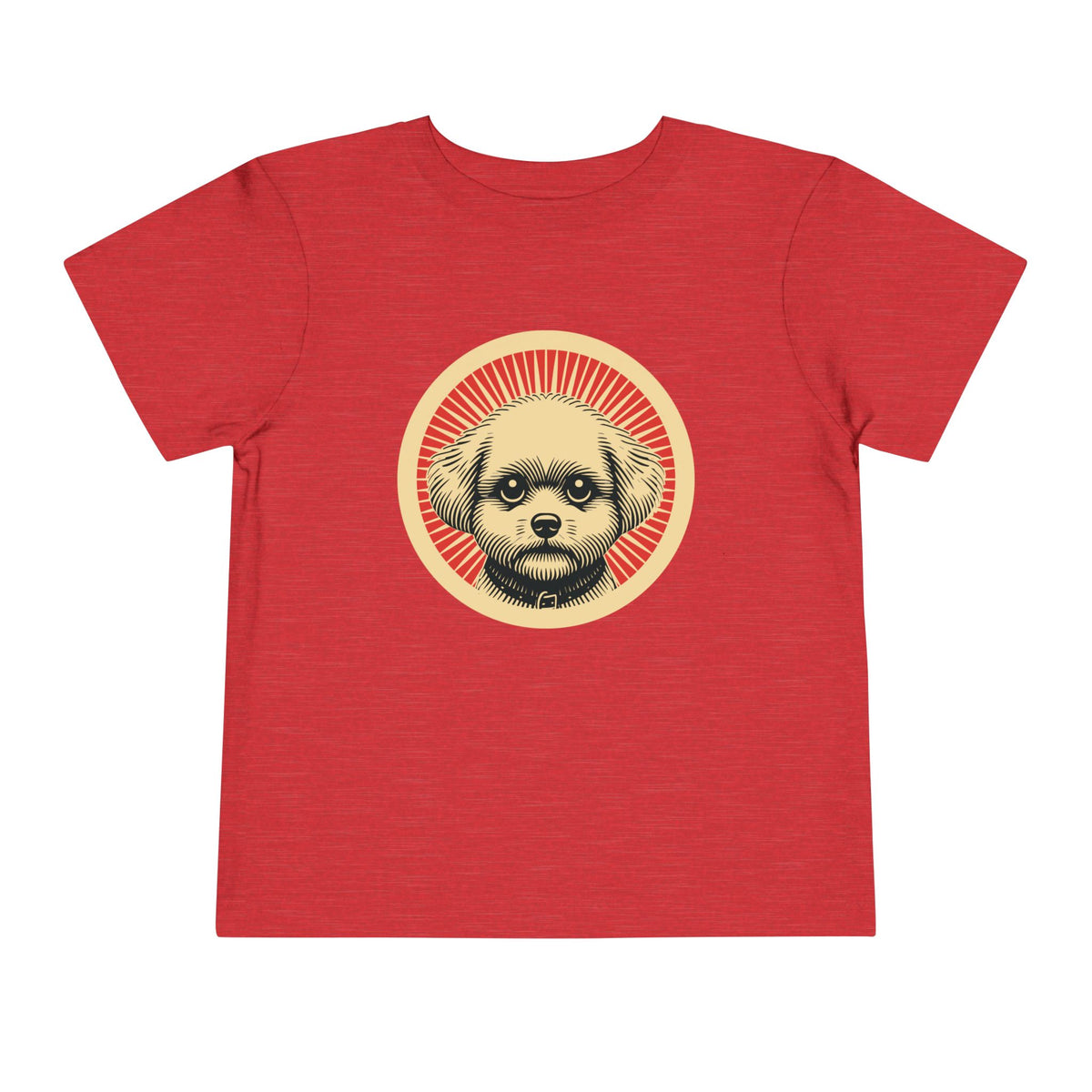 Bichon Frise badge art in a ring of red rays on a toddler tee