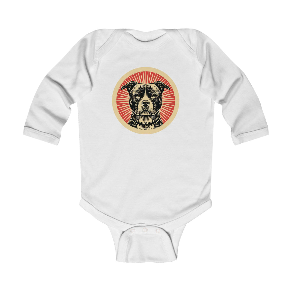 American Staffordshire Terrier Sleeved Bodysuit — White