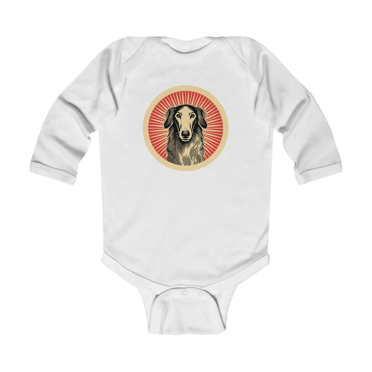 Borzoi Sleeved Bodysuit — White