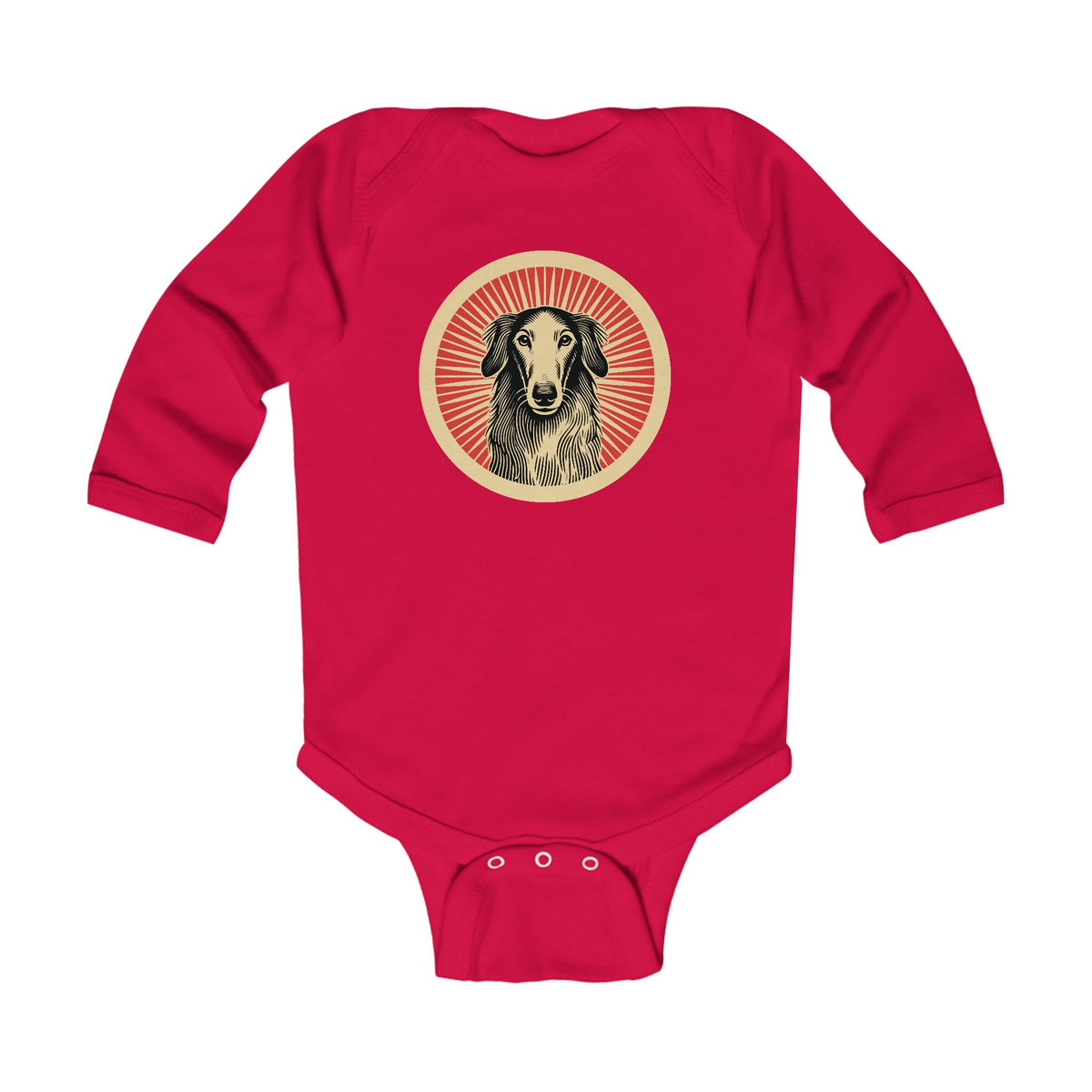 Borzoi Sleeved Bodysuit — Red