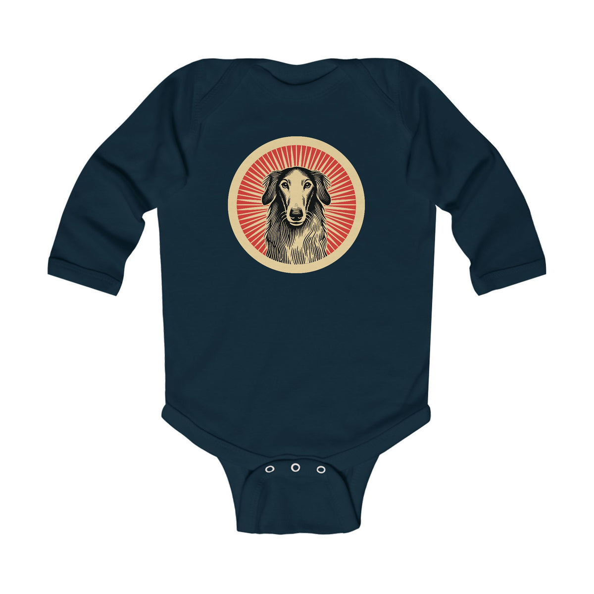 Borzoi Sleeved Bodysuit — Navy