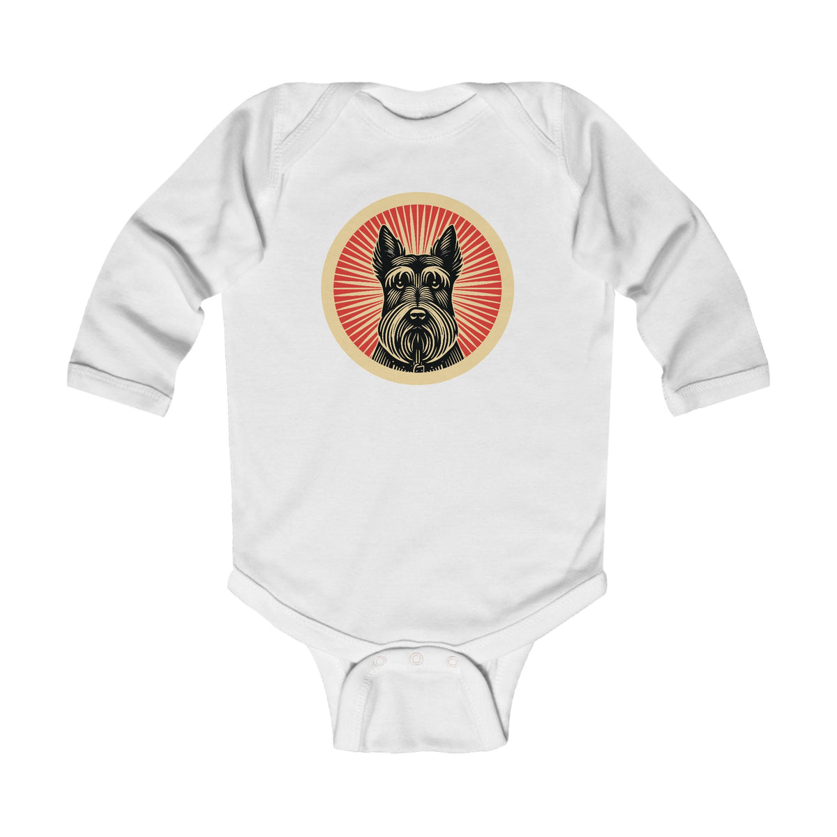 Scottish Terrier Sleeved Bodysuit — White
