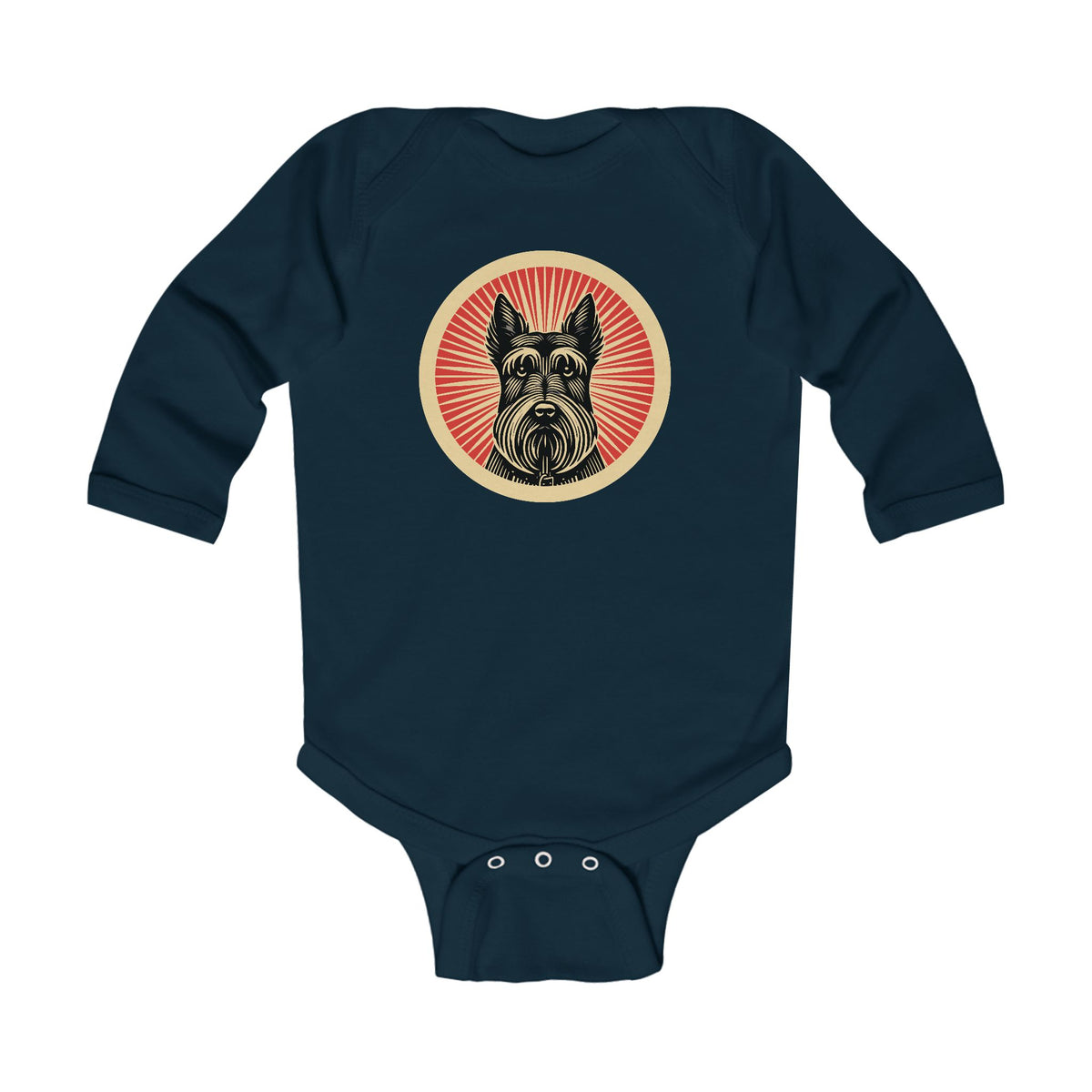 Scottish Terrier Sleeved Bodysuit — Navy