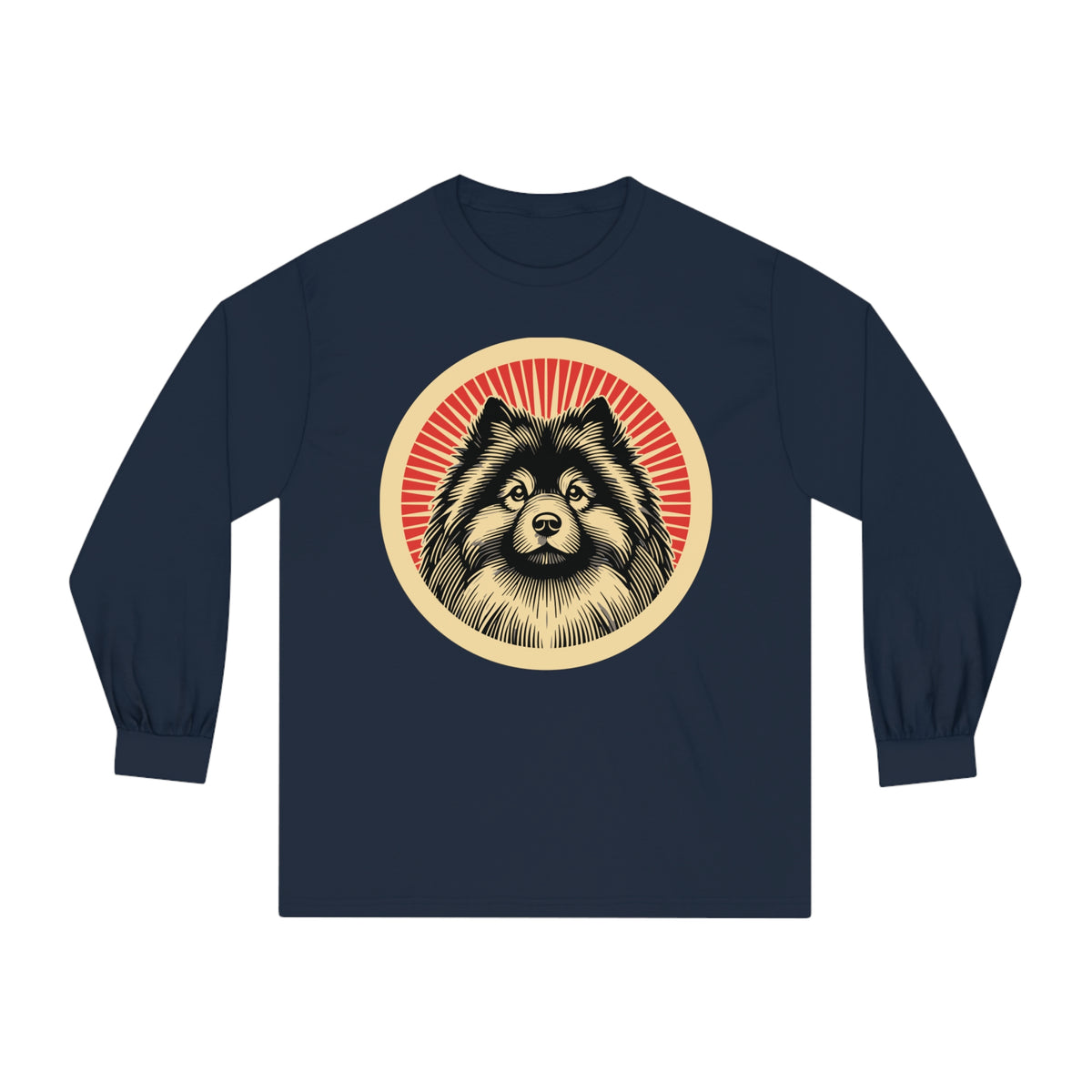 Keeshond Long Sleeve Tee — Navy