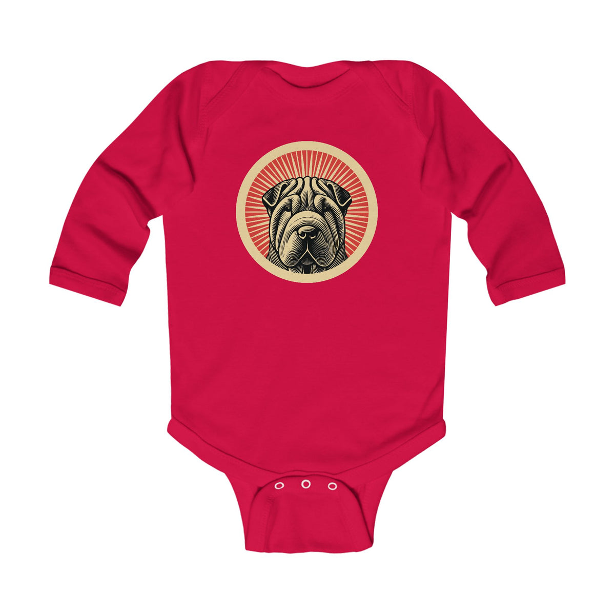 Chinese Shar-Pei Sleeved Bodysuit — Red