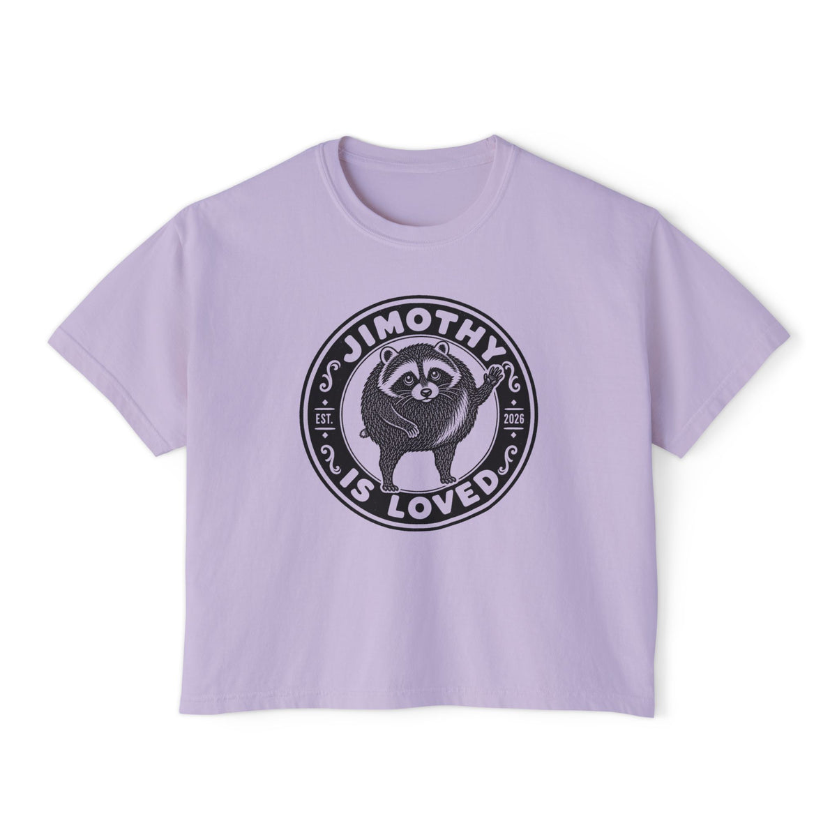 Jimothy the Round Raccoon Boxy Tee — Orchid
