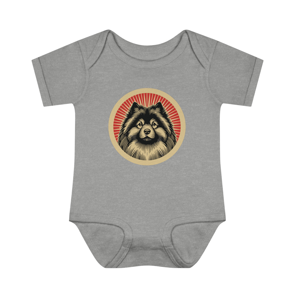 Keeshond Baby Bodysuit — Heather