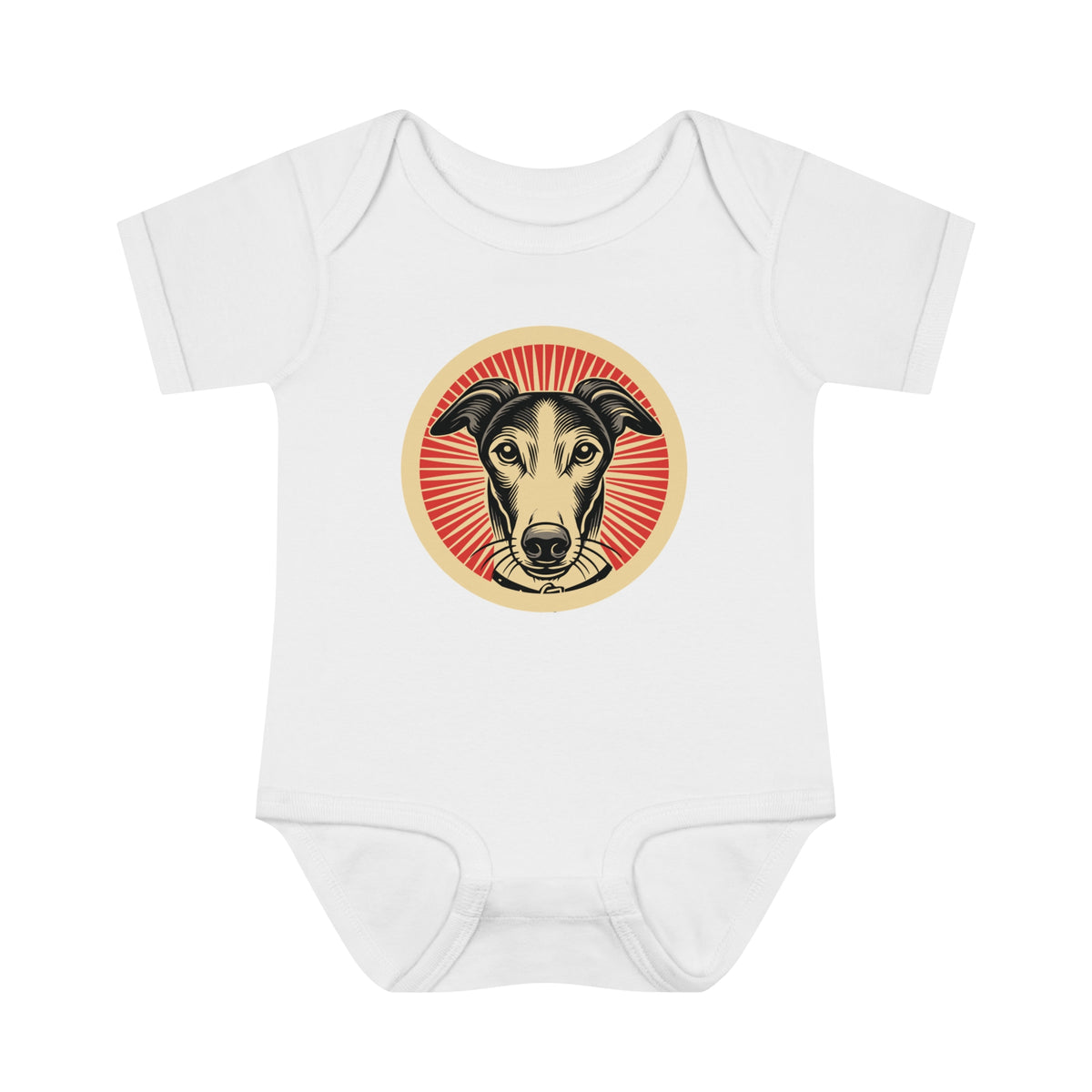 Greyhound Baby Bodysuit — White