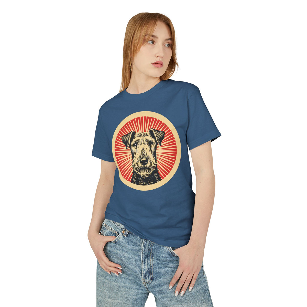 Airedale Terrier Heavyweight Cotton T-Shirt — view 10