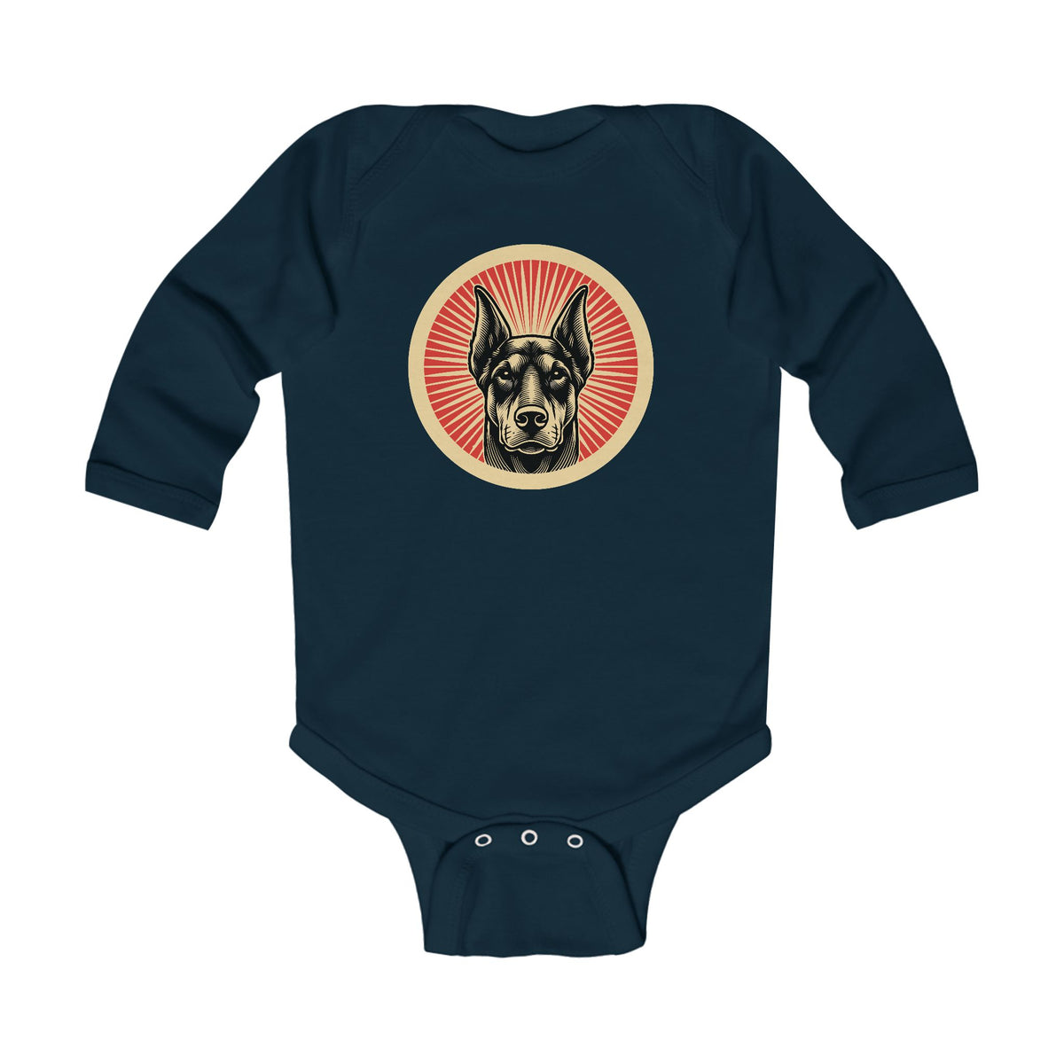 Doberman Pinscher Sleeved Bodysuit — Navy