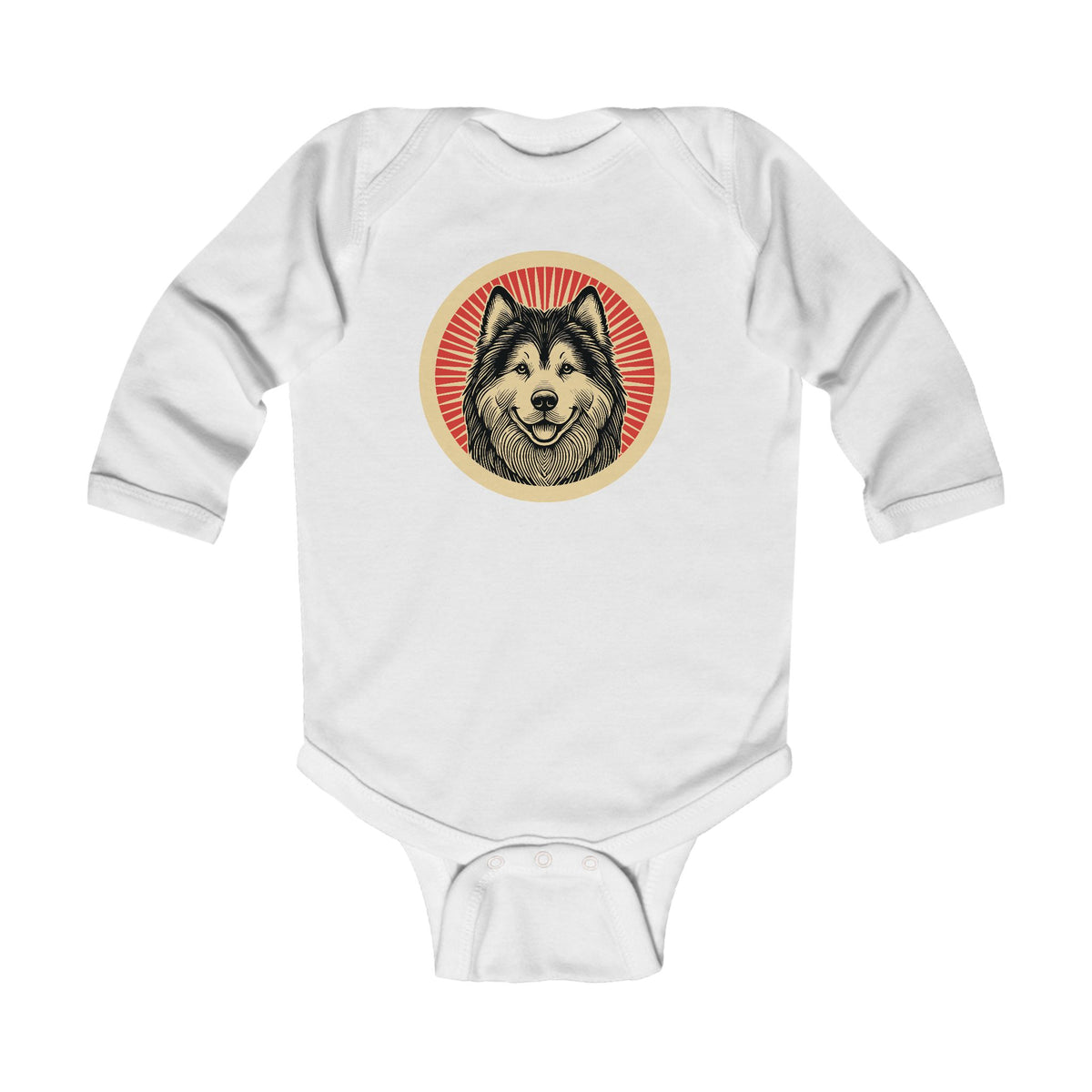 Alaskan Malamute Sleeved Bodysuit — White
