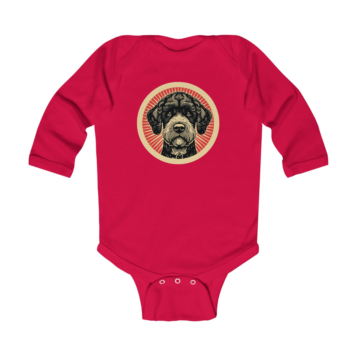 Boxerdoodle Sleeved Bodysuit — Red