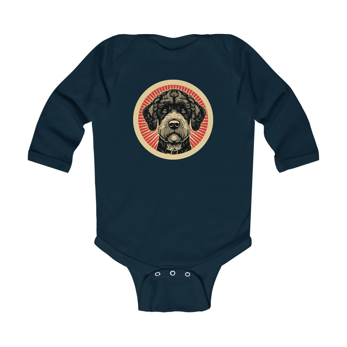 Boxerdoodle Sleeved Bodysuit — Navy