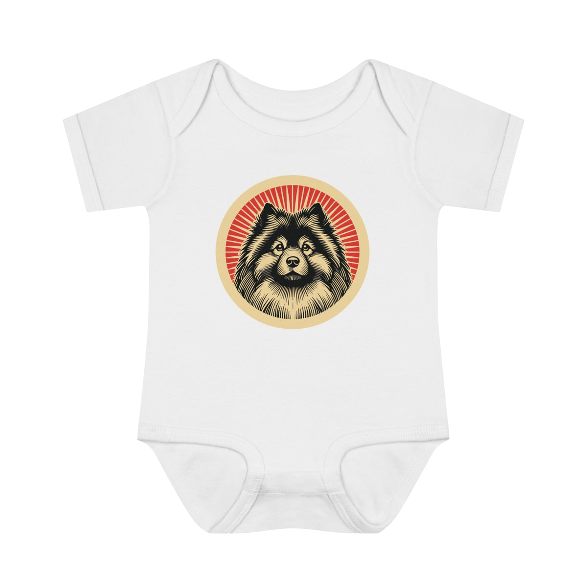 Keeshond Baby Bodysuit — White