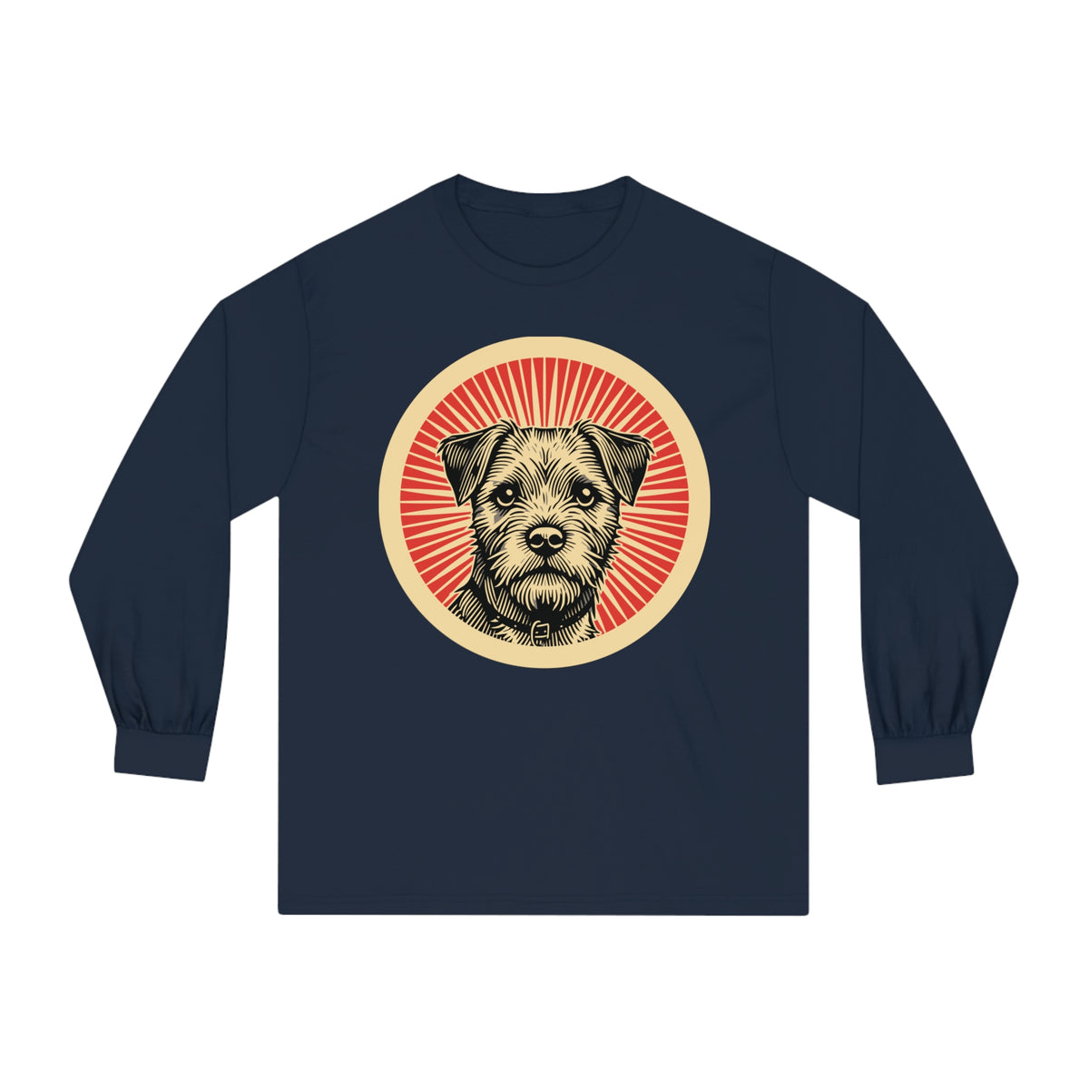 Border Terrier Long Sleeve Tee — Navy